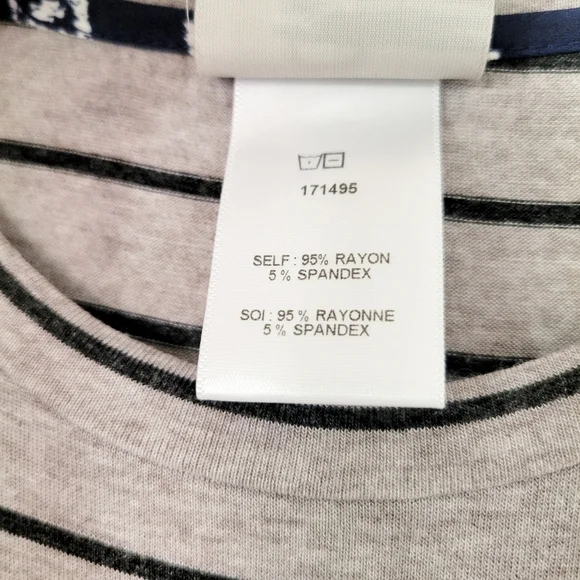 Anthropologie Dolan Small Binny Top Gray Striped Ruffle Shoulder - Picture 10 of 11